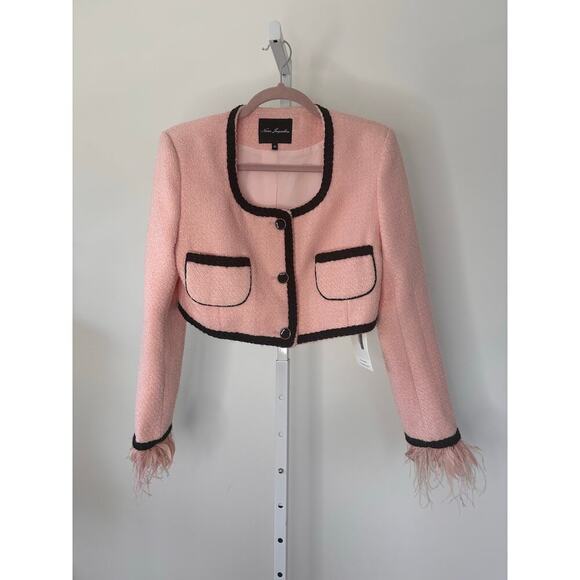 Nana Jacqueline Coco Blazer Cropped Tweed Baby Pink size Medium - Picture 4 of 7